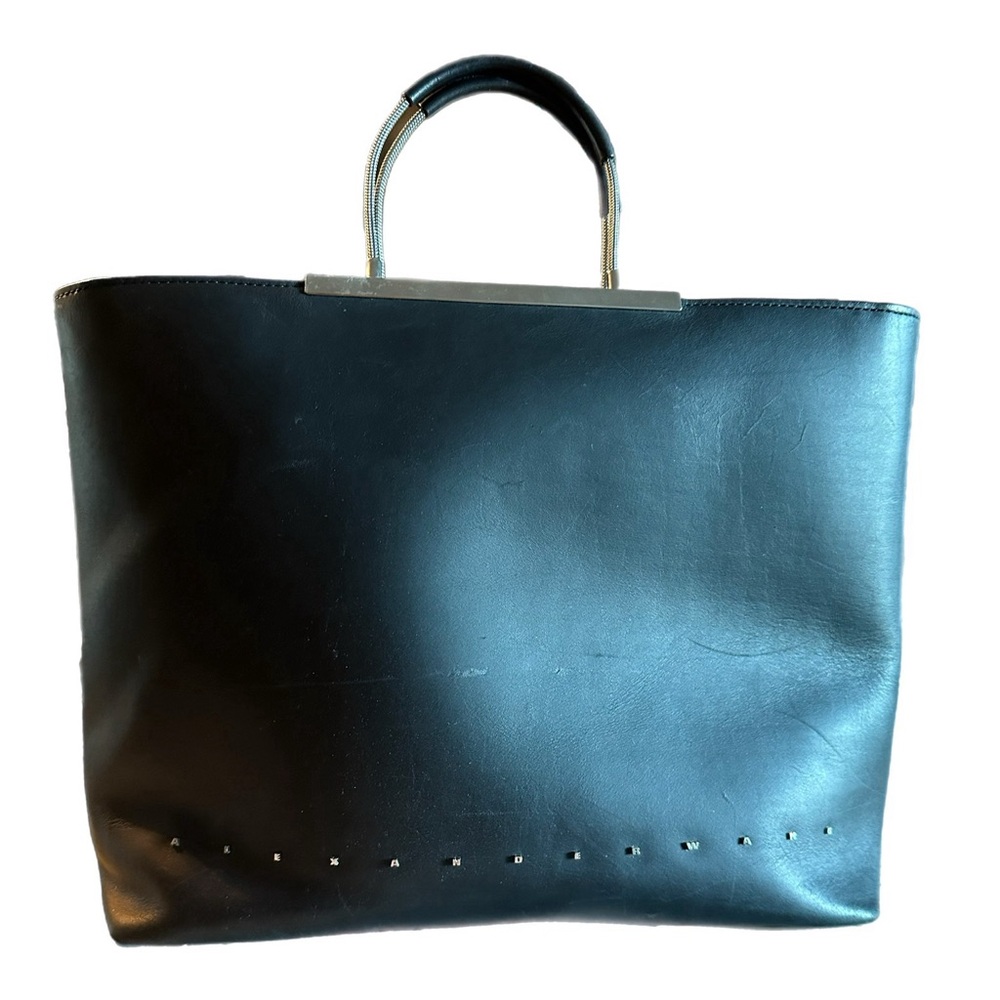 Alexander Wang Black Zip Top Logo Letters Dime Tote Bag